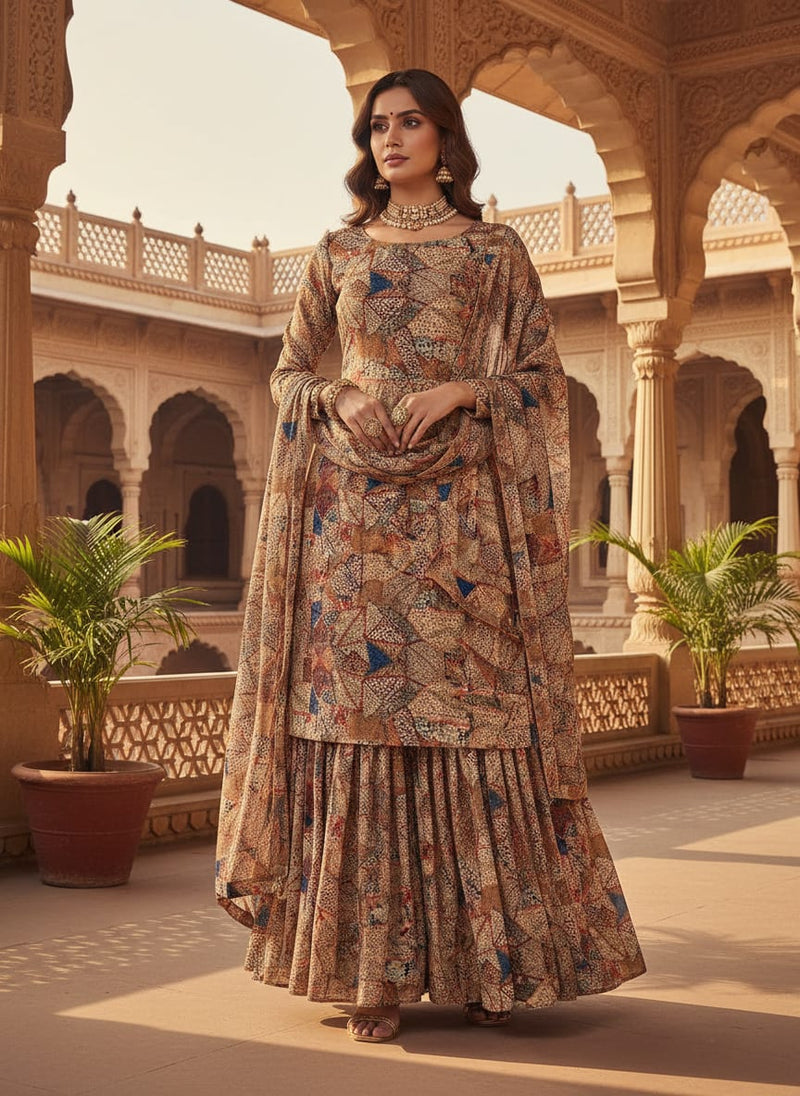 Clothes Pieces With Doted Pattern Digital Printed Fabric - Pure Georgette