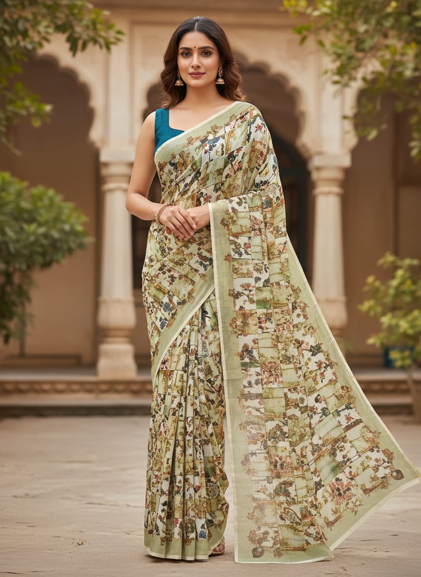 Coolest Multitype Of Design Digital Printed Fabric - Kora Silk