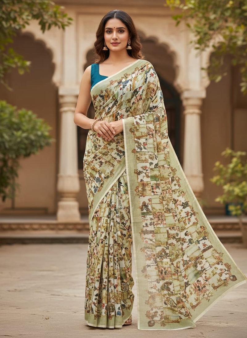 Coolest Multitype Of Design Digital Printed Fabric - Kora Silk