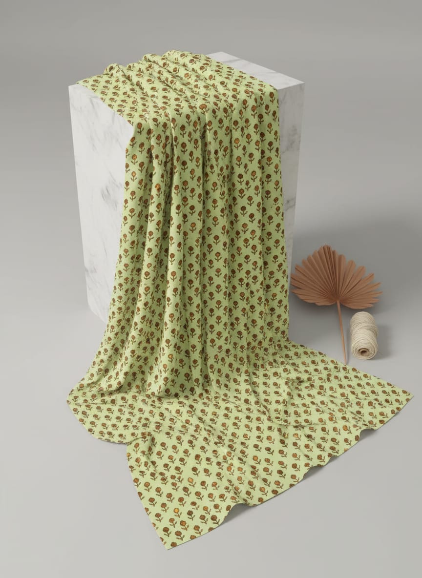 Tiny Golden Flower With Deco Colour Digital Printed Fabric - Weightless
