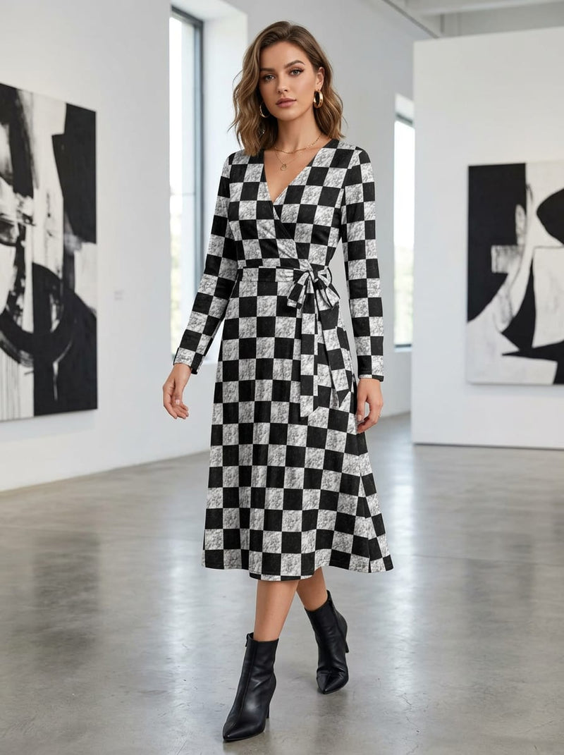 Black Marble Textured Checkered Weightless Digital Printed Fabric