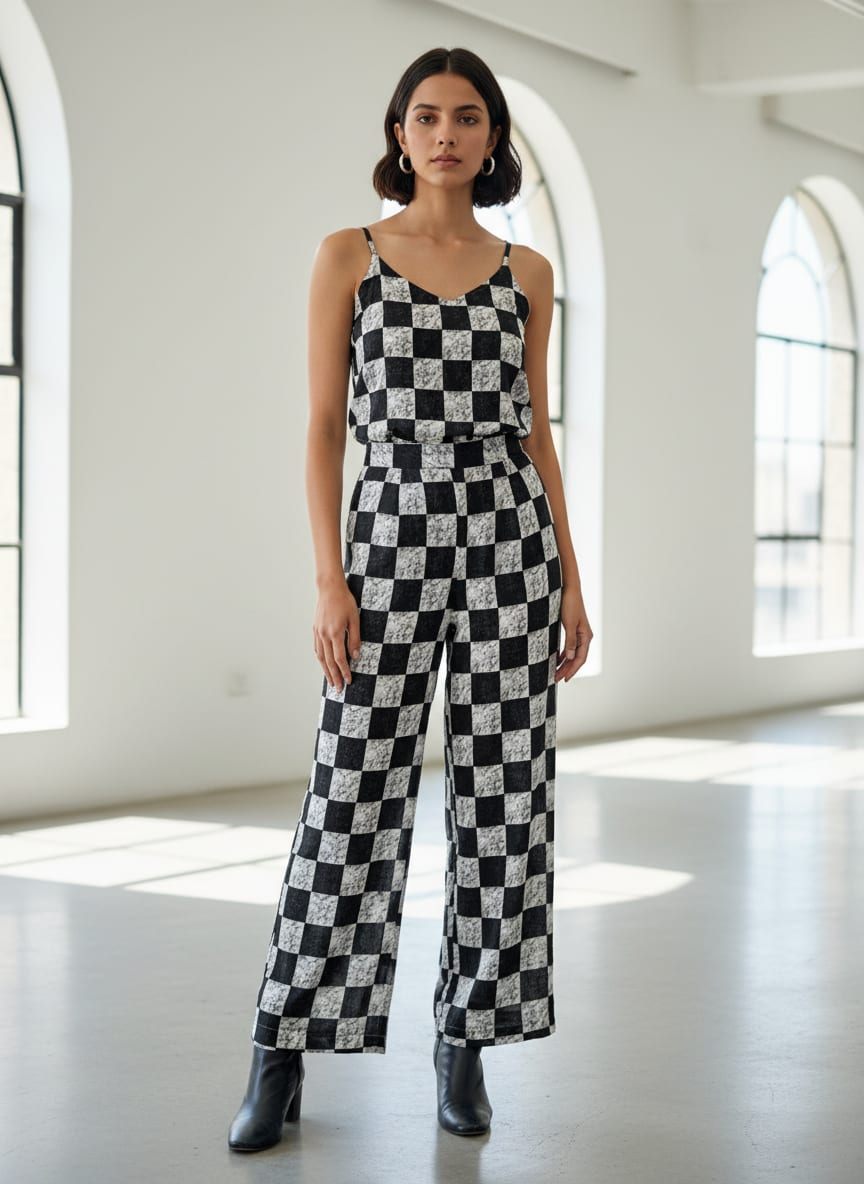 Black Marble Texture Checkered Pure Cotton Digital Printed Fabric