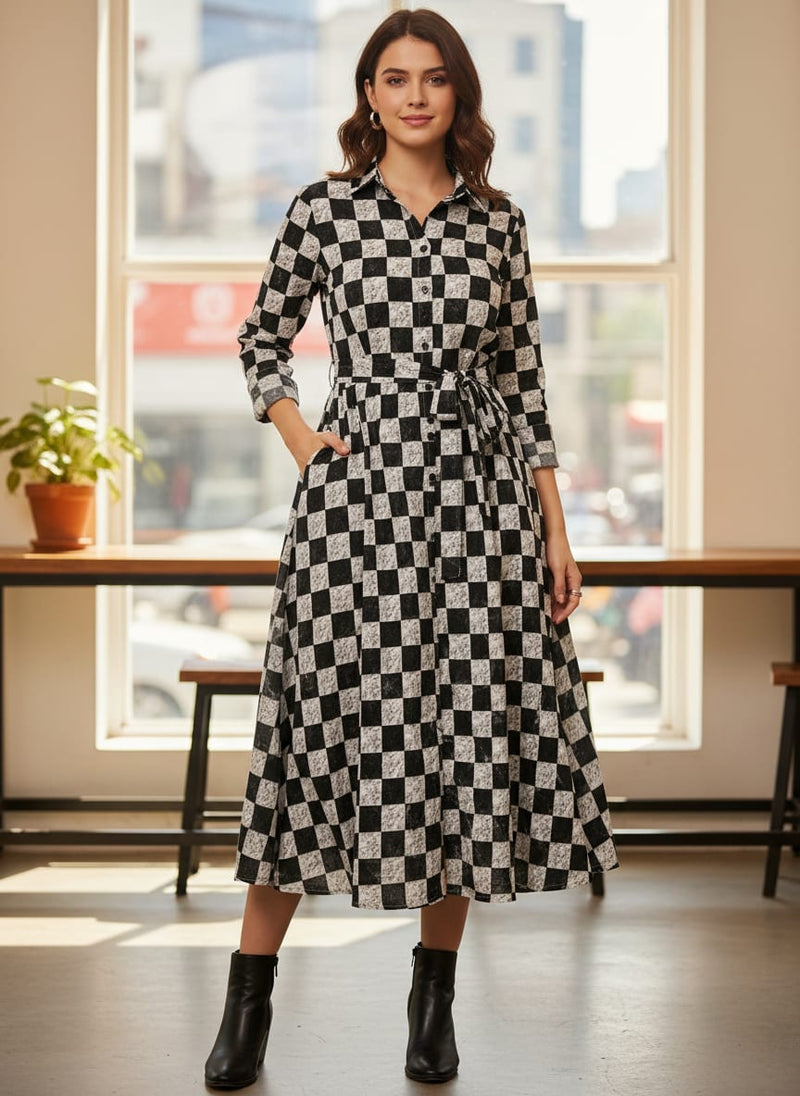 Black Marble Texture Checkered Pure Cotton Digital Printed Fabric