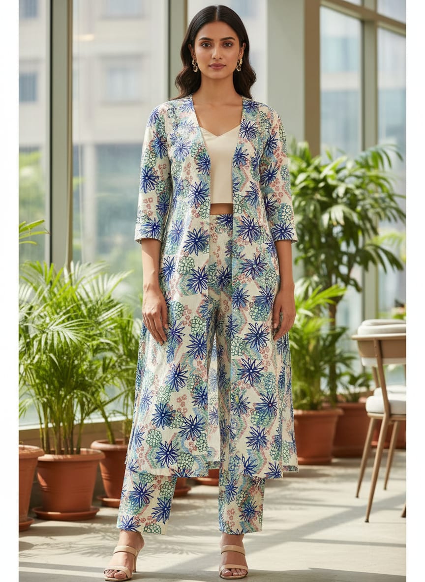 Morden Lily Floral Flower Digital Printed Fabric - Kora Silk