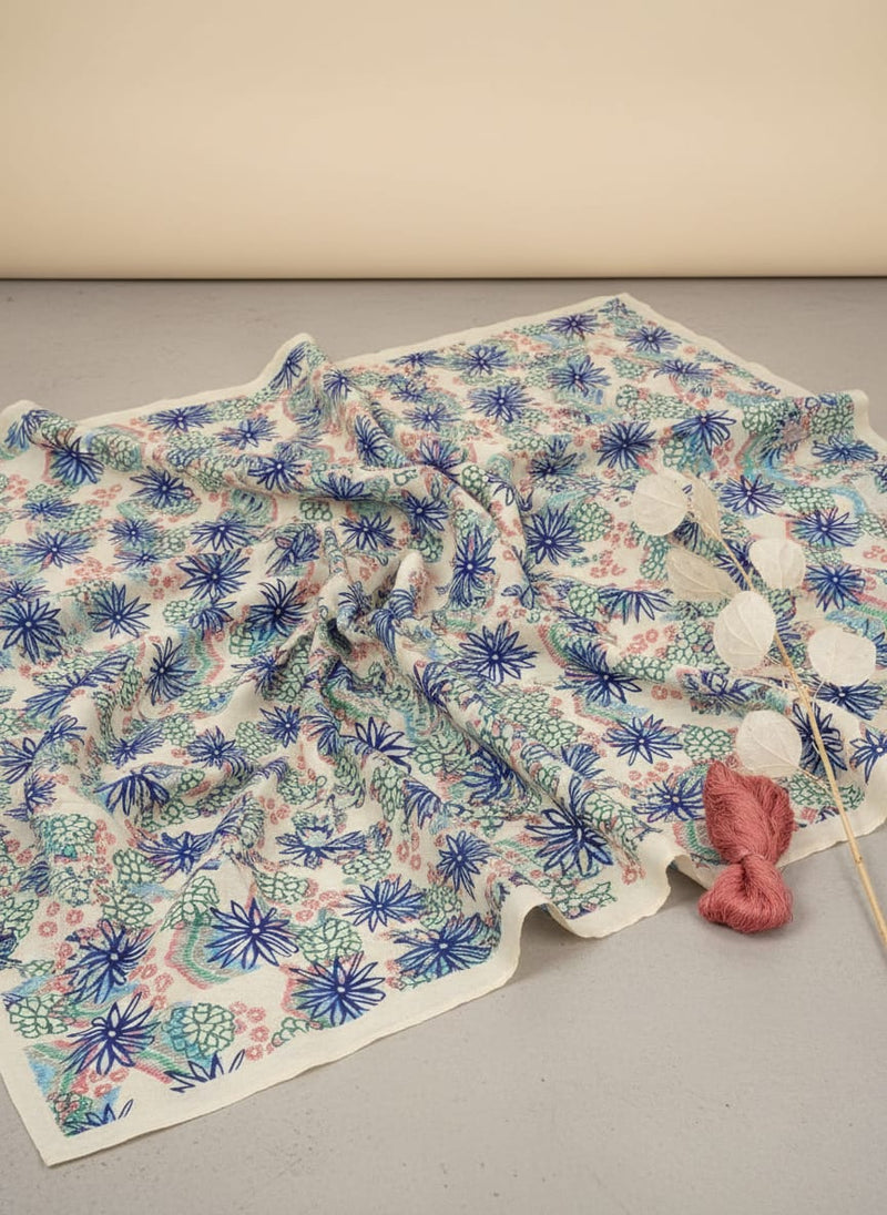 Morden Lily Floral Flower Digital Printed Fabric - Kora Silk
