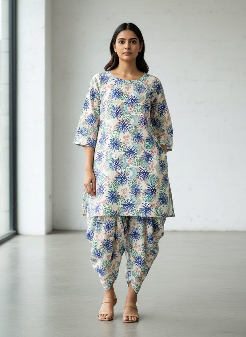 Morden Lily Floral Flower Digital Printed Fabric - Cotton