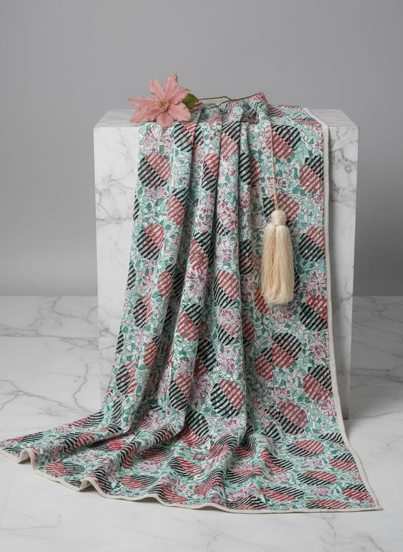 Romantic Valley Of Pink Flower Digital Printed Fabric - Pure Muslin