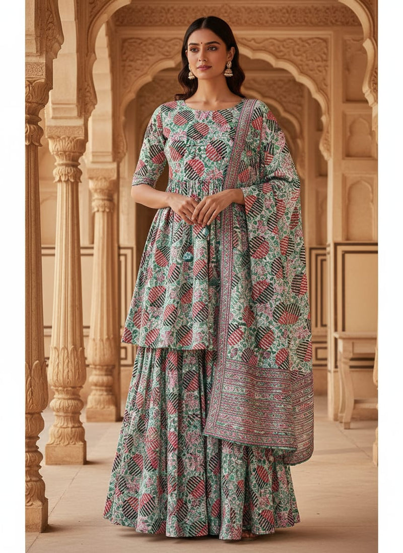 Romantic Valley Of Pink Flower Digital Printed Fabric - Upada Silk