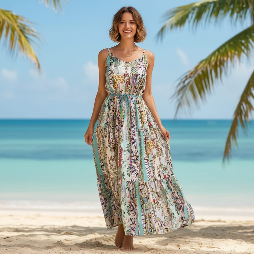 Watercolour Paint Art With Pattern Digital Printed Fabric