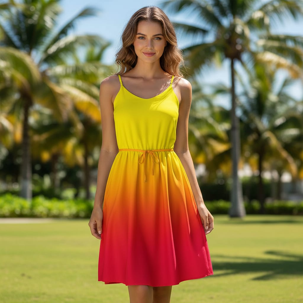 Decorative Yellow Gradient Combo Digital Printed Fabric