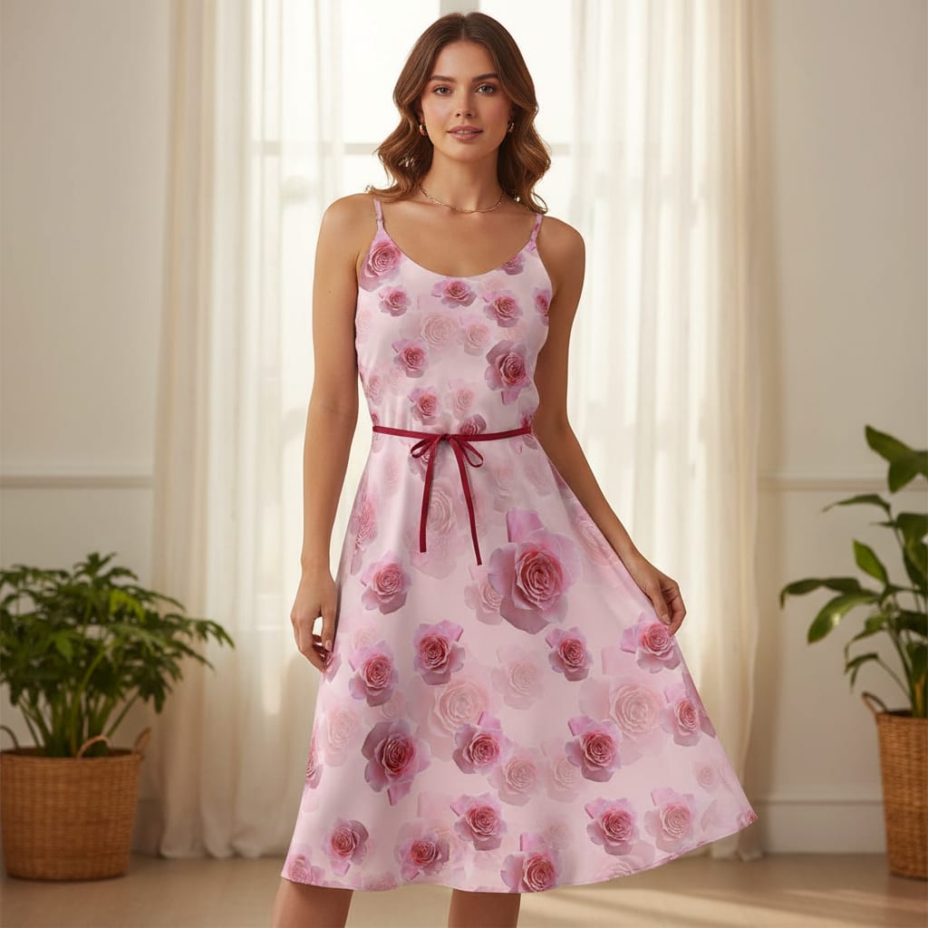 Pinkish Rose Allover Digital Printed Fabric