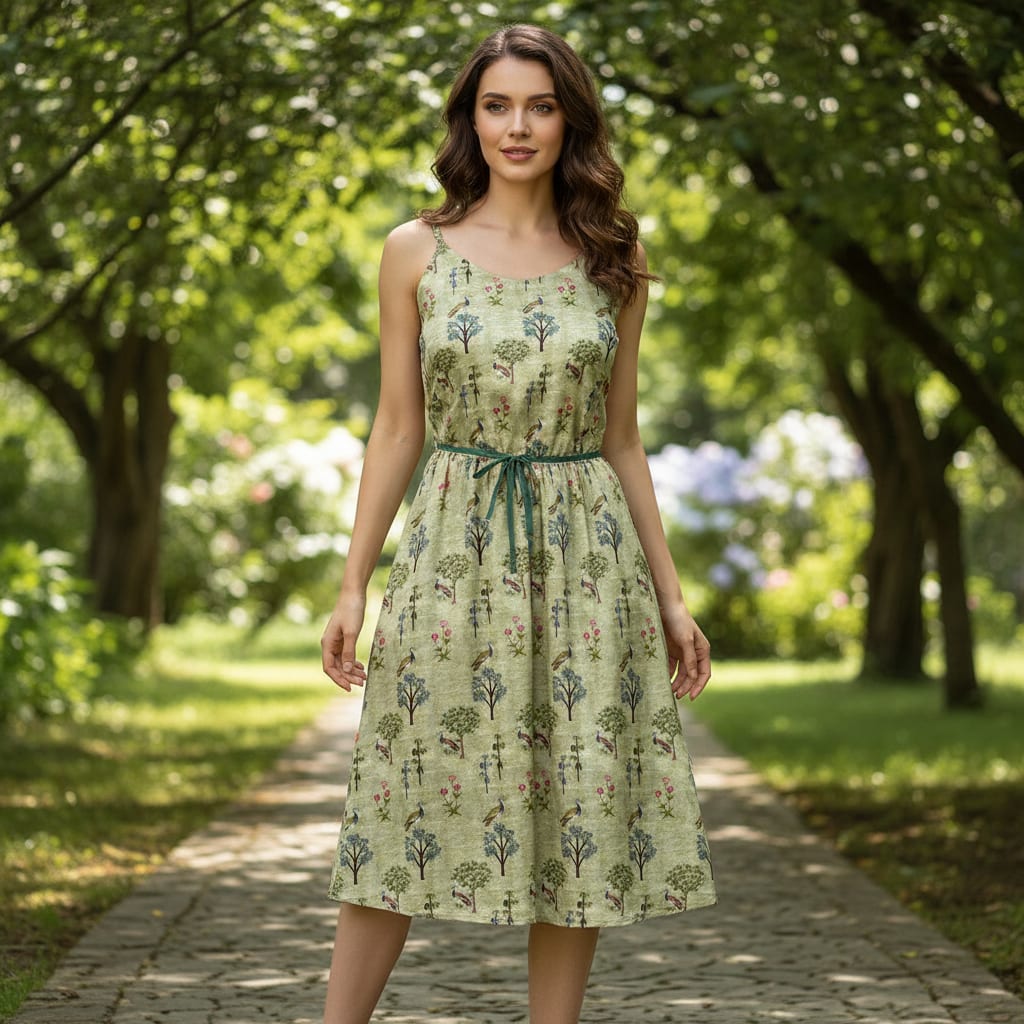 Pista Chinoiserie With Birds Digital Printed Fabric