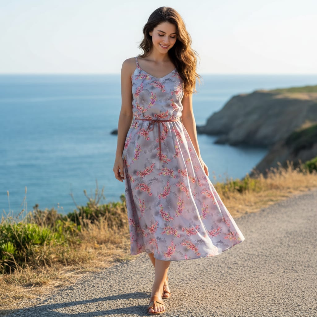 Tiny Pink Violet Floral Flower Digital Printed Fabric