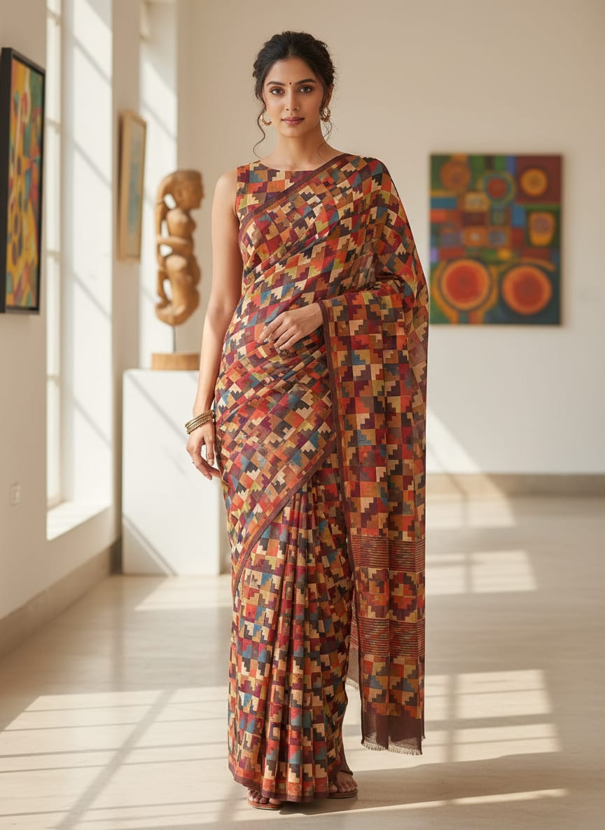 Multicolour Abstract Colourful Digital Printed Fabric - Pure Georgette