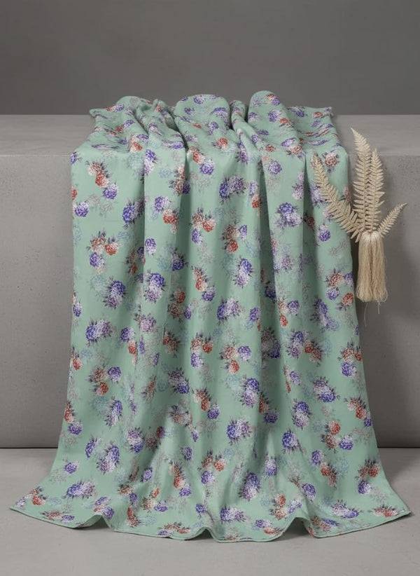 Green Watercolour Hydrangea Floral Kora Silk Digital Printed Fabric - Fabric Editorial Studio Flatlay Lookbook - KS-0-TA08250P3-110