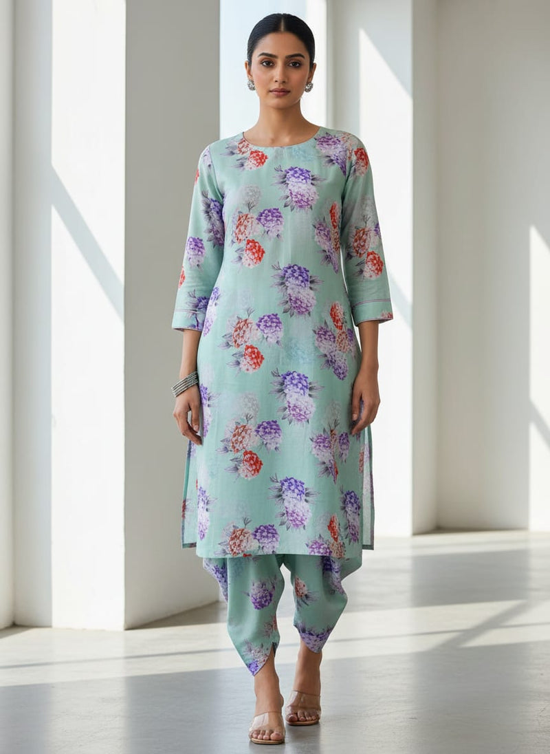 Beautiful Three Colour Geranium Flower Digital Printed Fabric - Cotton