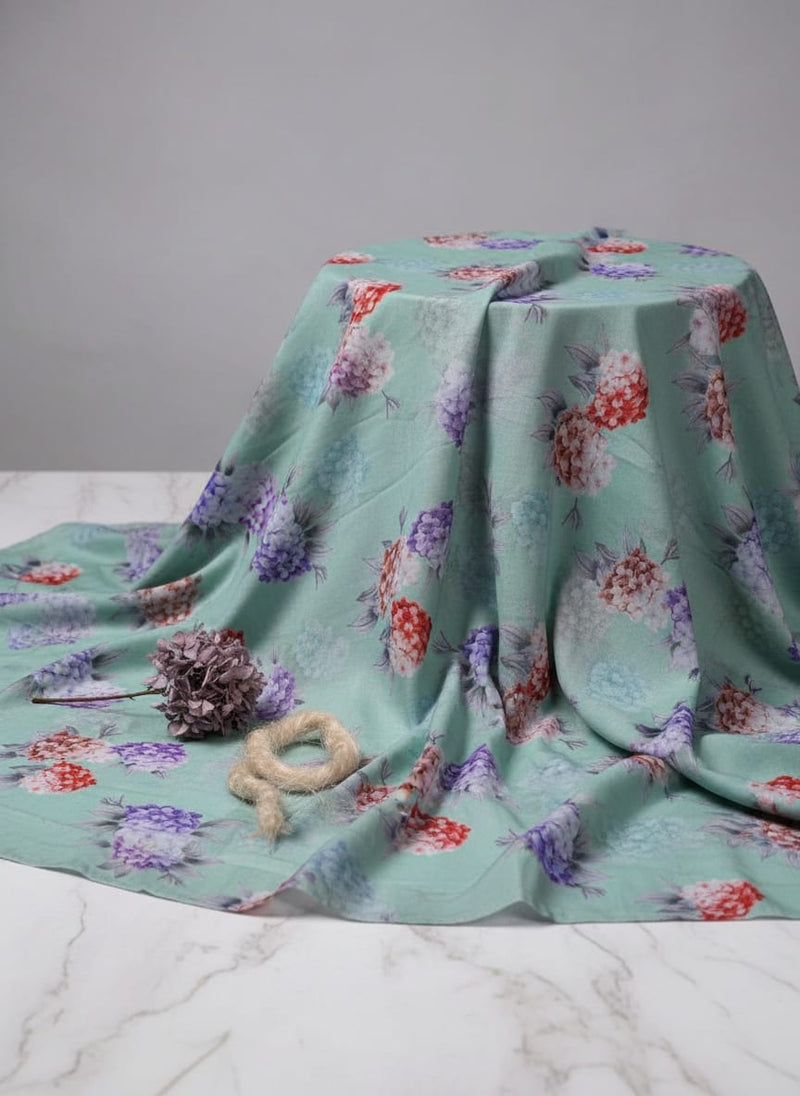 Beautiful Three Colour Geranium Flower Digital Printed Fabric - Cotton