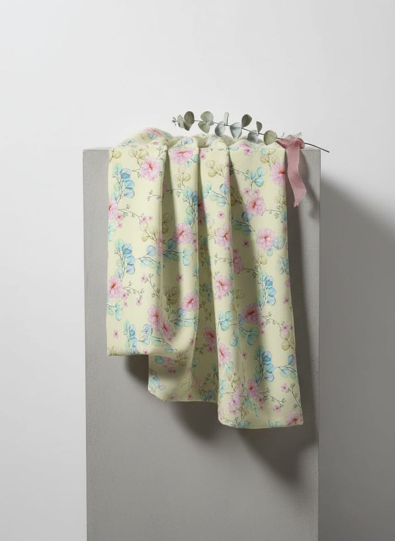 Peony Pink Flower Seamless Pattern Digital Printed Fabric - Japan Satin