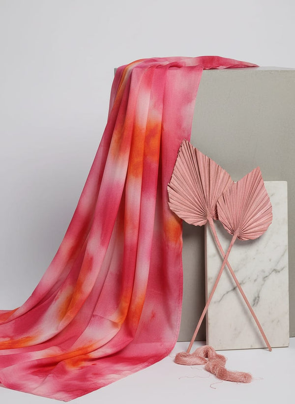 Morden Spotted Pink & Orange Digital Printed Fabric - Pure Chinon - Fabric Editorial Studio Flatlay Lookbook - PC-0-TA08260P1-106