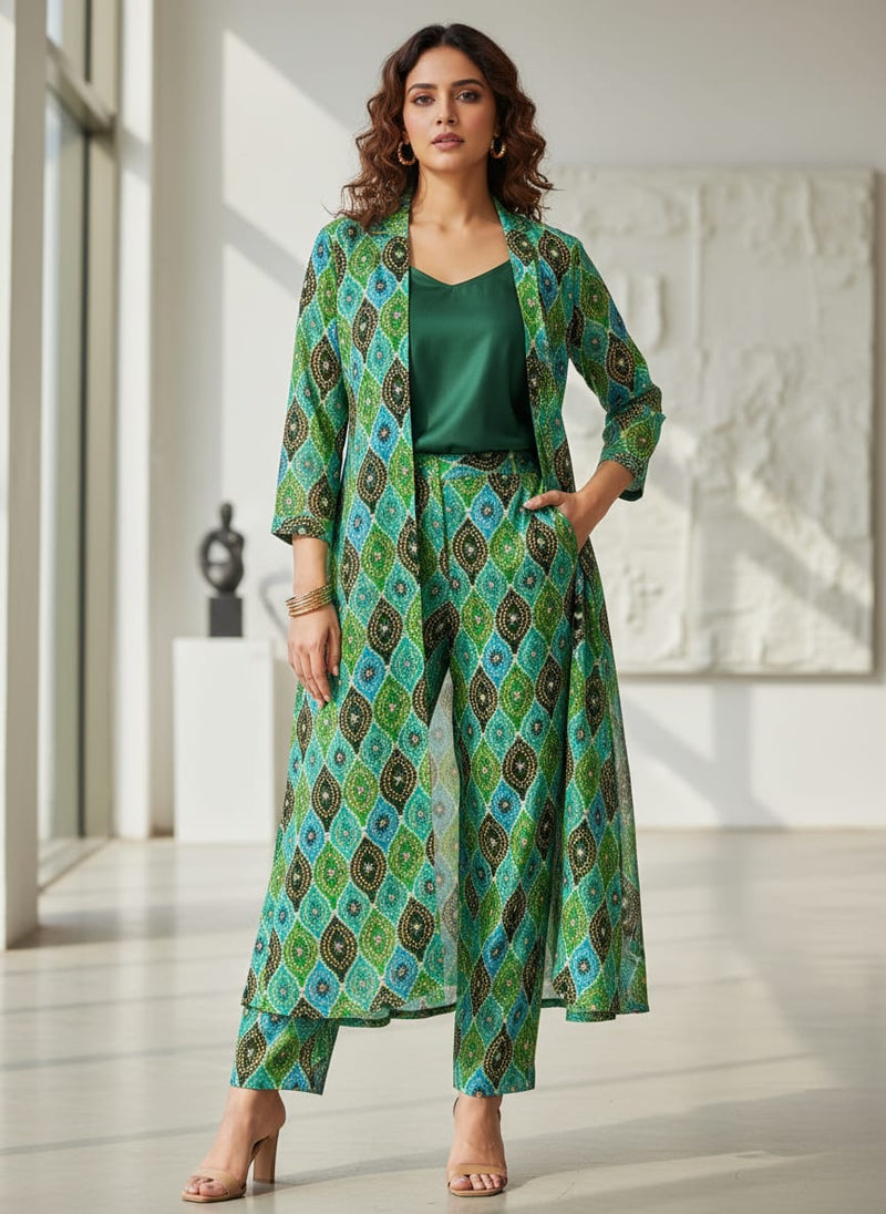 Seamless Ogee Tiny Doted Digital Printed Fabric - Kora Silk