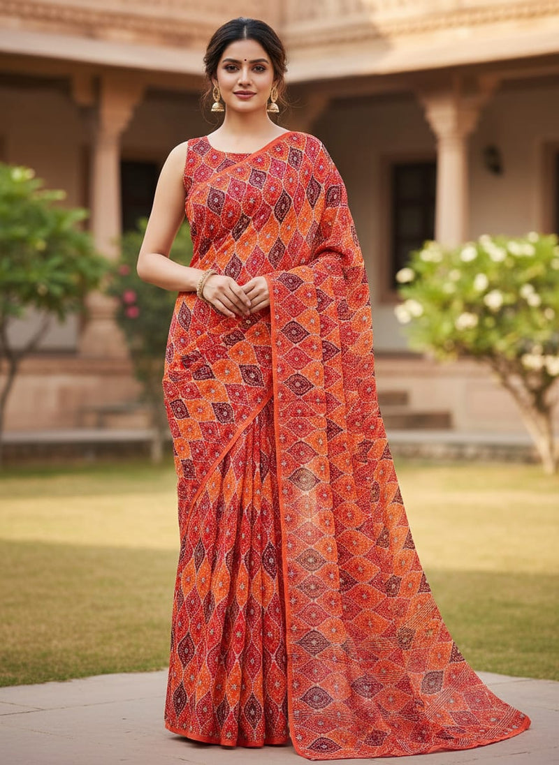 Cool Three Colour Ogee Pattern Digital Printed Fabric - Weightless