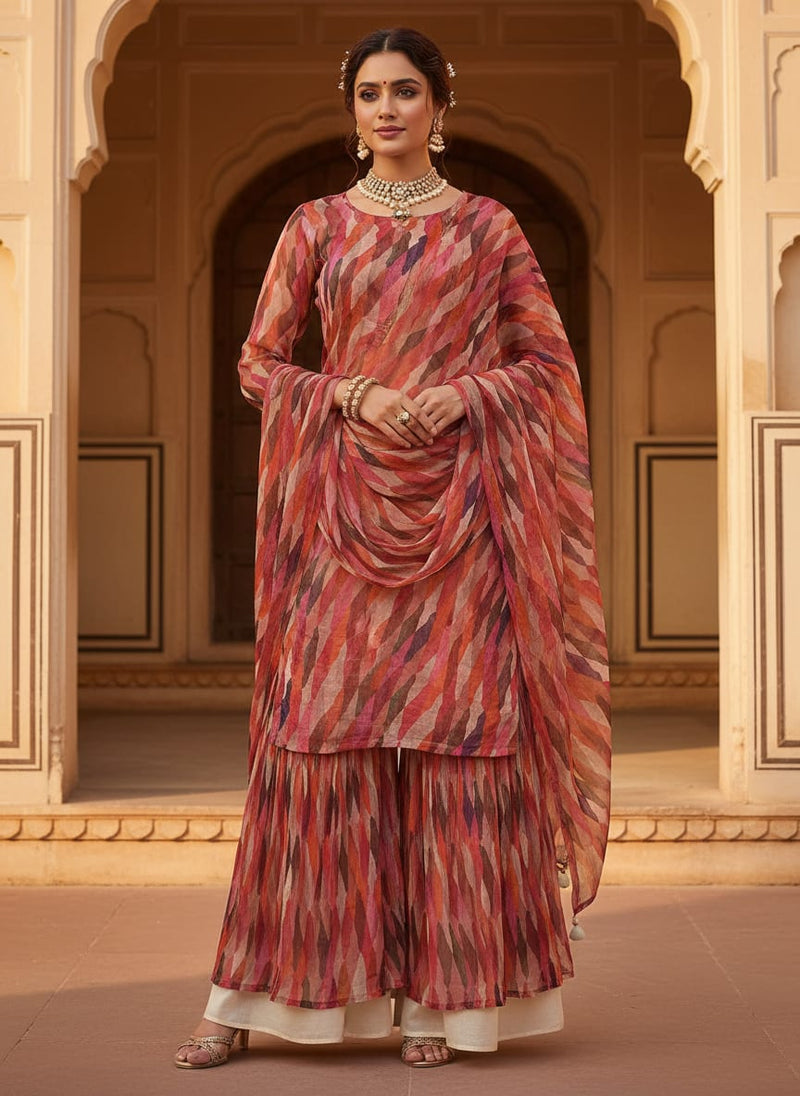 Multicolour Scales Repeat Digital Printed Fabric - Pure Chiffon