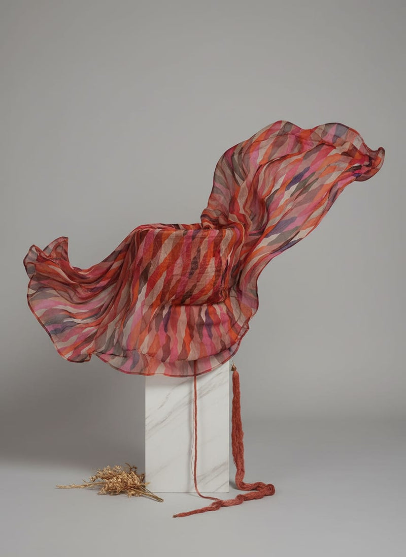 Multicolour Scales Repeat Digital Printed Fabric - Pure Chiffon