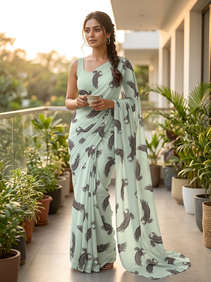 Command attention with the powerful grace of eagles soaring across an ethereal textile.