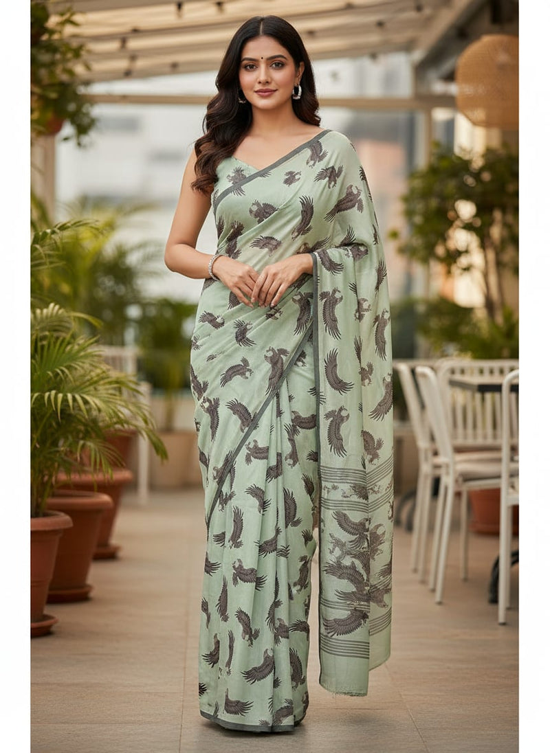 Seamless Eagle Bird Pattern Digital Printed Fabric - Silk Crepe