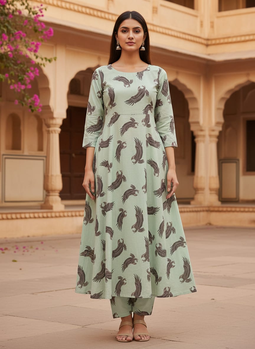 Seamless Eagle Bird Pattern Digital Printed Fabric - Cotton