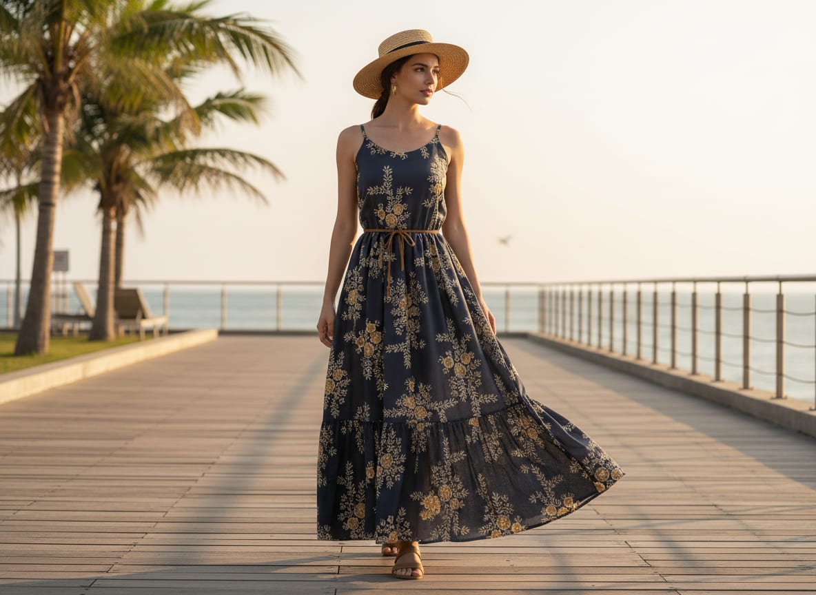 Embroidery Flower And Buds Digital Printed Fabric - Cotton