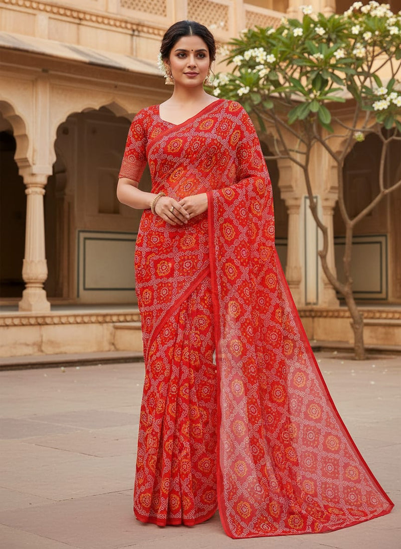 Attractive Seamless Bandhani Digital Printed Fabric - Pure Georgette