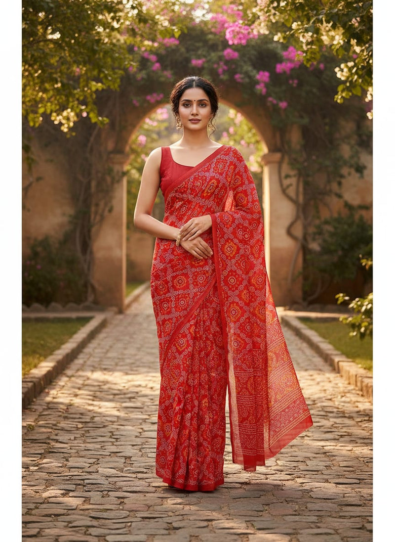 Attractive Seamless Bandhani Digital Printed Fabric - Pure Chinon