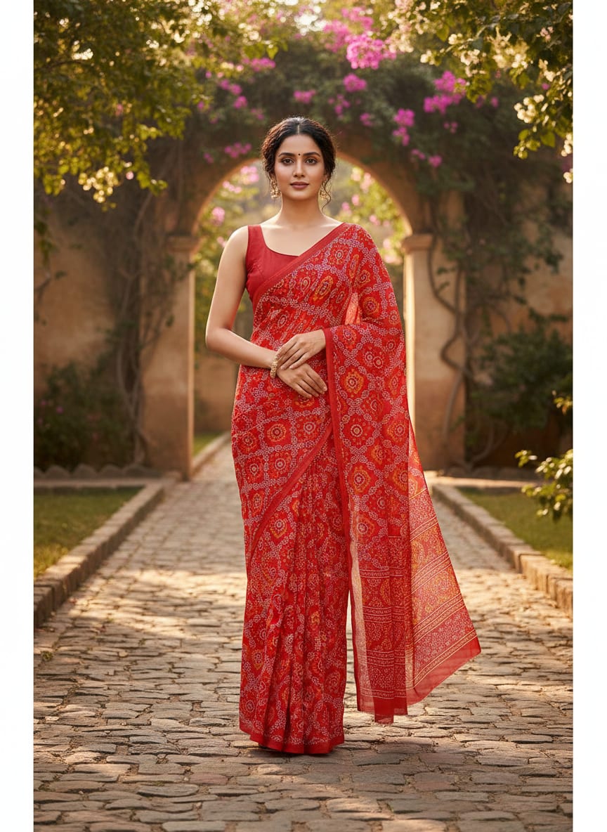 Attractive Seamless Bandhani Digital Printed Fabric - Pure Chinon