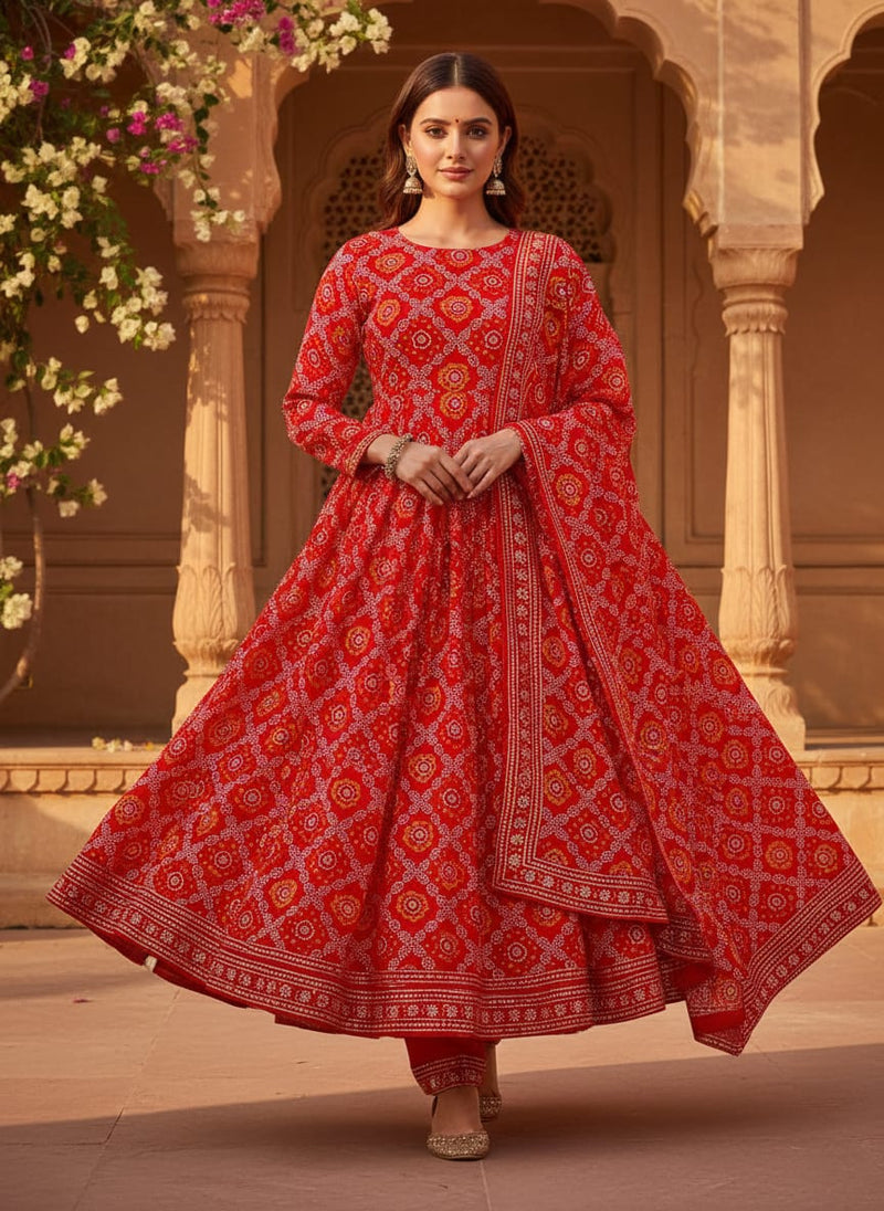 Attractive Seamless Bandhani Digital Printed Fabric - Pure Chinon