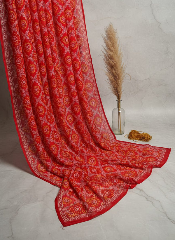 Attractive Seamless Bandhani Digital Printed Fabric - Pure Chinon - Fabric Editorial Studio Flatlay Lookbook - PC-0-TA08268P-106