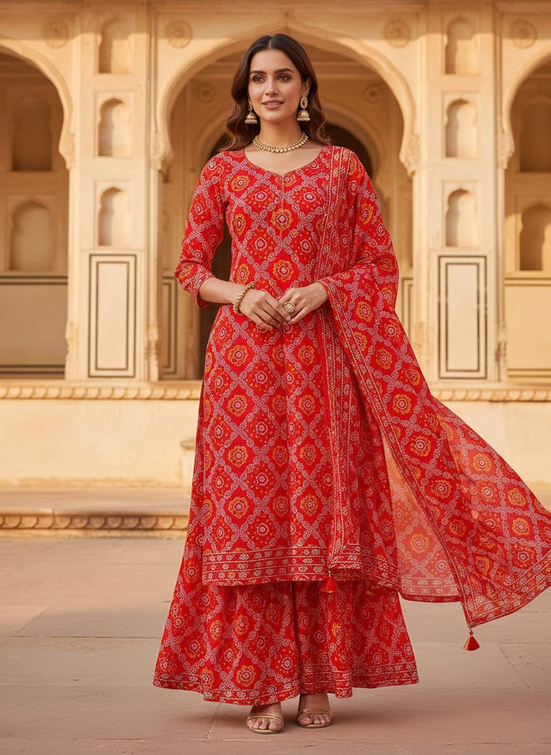 Attractive Seamless Bandhani Digital Printed Fabric - Pure Chinon