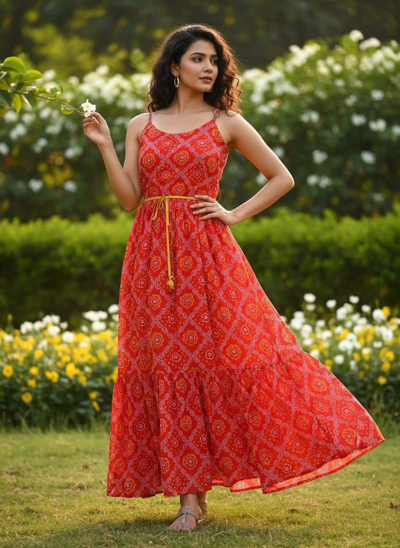 Attractive Seamless Bandhani Digital Printed Fabric - Pure Chinon