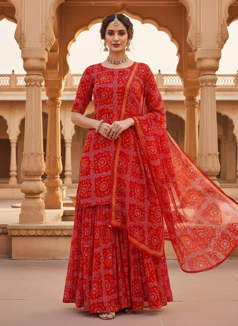 Attractive Seamless Bandhani Digital Printed Fabric - Pure Chiffon