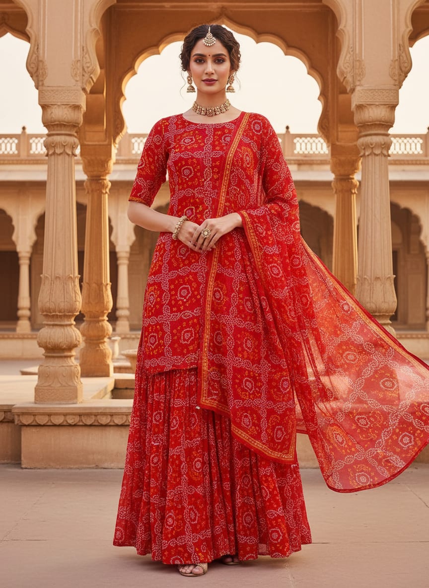 Attractive Seamless Bandhani Digital Printed Fabric - Pure Chiffon