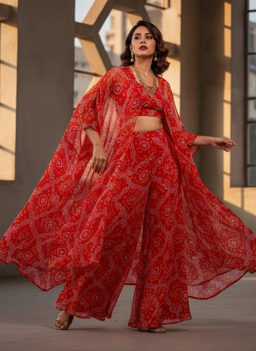Attractive Seamless Bandhani Digital Printed Fabric - Pure Chiffon