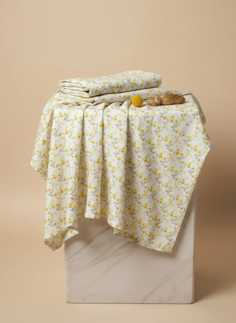 Decorative Tiny Chintz With Violet Flower Digital Printed Fabric - Pure Muslin