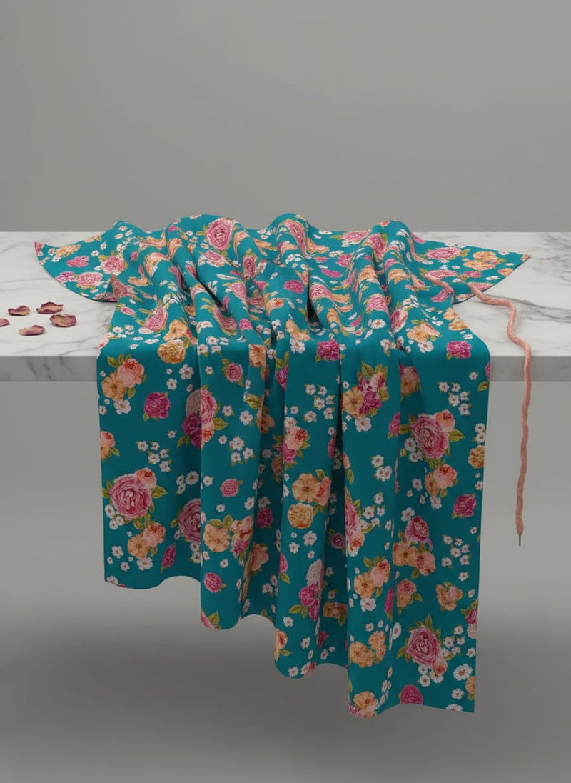 Beautiful Multicolour Anemone Roses Digital Printed Fabric - Weightless
