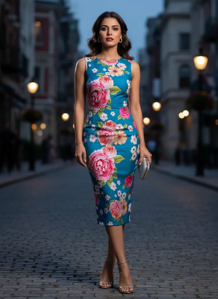 Beautiful Multicolour Anemone Roses Digital Printed Fabric - Silk Crepe