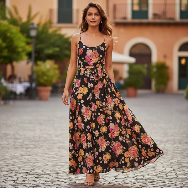 Multicolour Anemone Roses With Digital Printed Fabric - Silk Crepe - alternate view