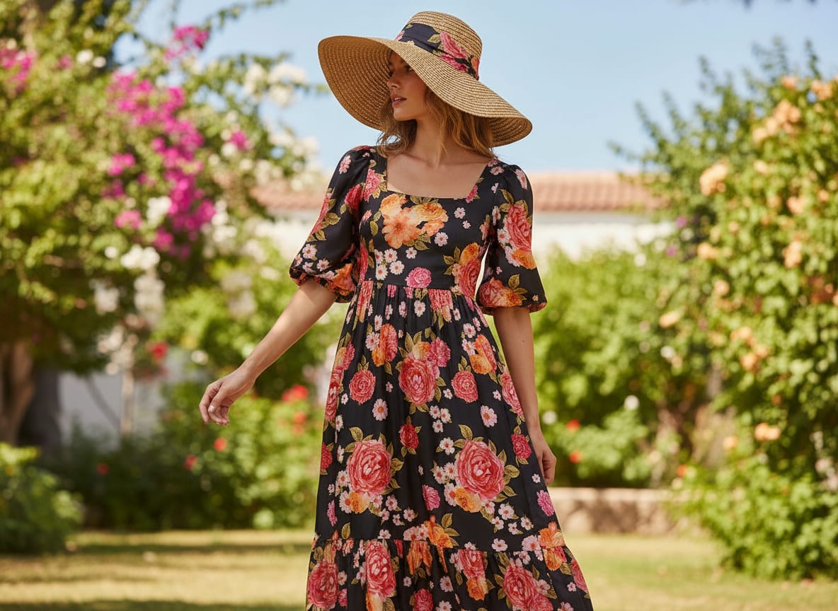 Multicolour Anemone Roses With Digital Printed Fabric - Upada Silk