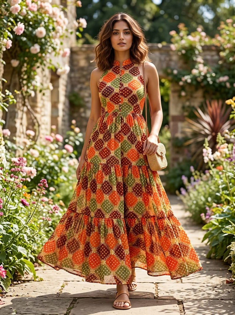 Multicolor Ethnic Bandhani Style Patchwork Pure Georgette Digital Printed Fabric