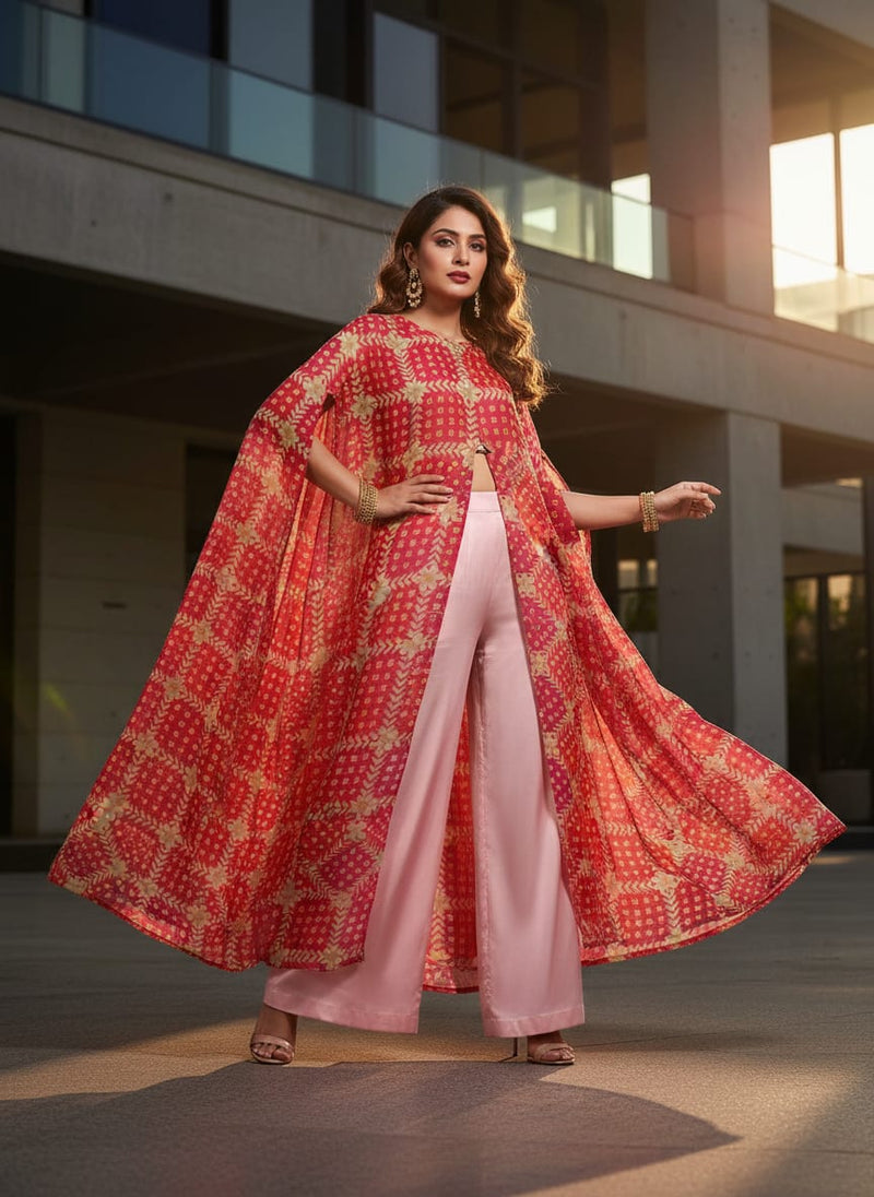 Multicolour With Flower Honeycomb Digital Printed Fabric - Weightless