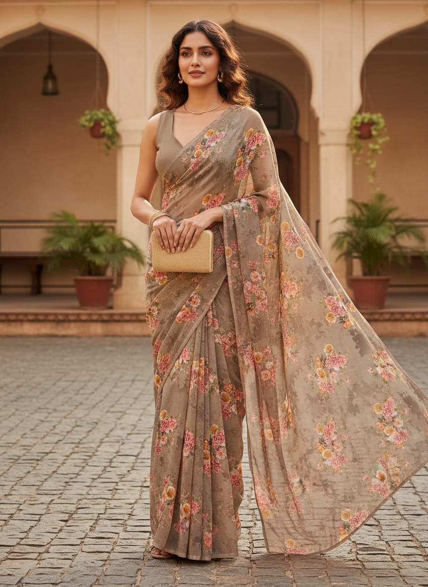 Fragrance Multitype Of Flower Digital Printed Fabric - Weightless