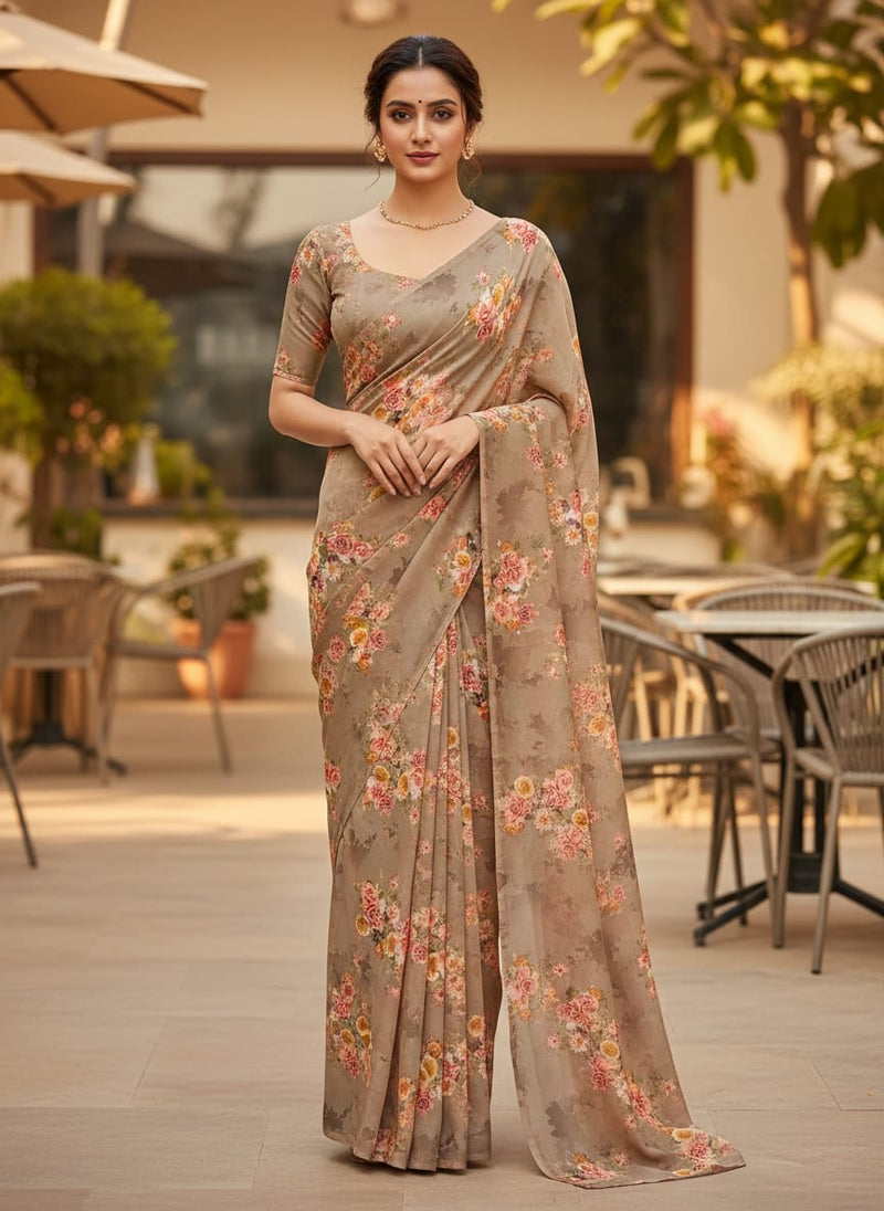 Fragrance Multitype Of Flower Digital Printed Fabric - Silk Crepe